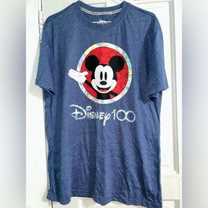 Disney Store Authentic Mickey Disney 100 Year Celebration T Shirt Men Large Navy